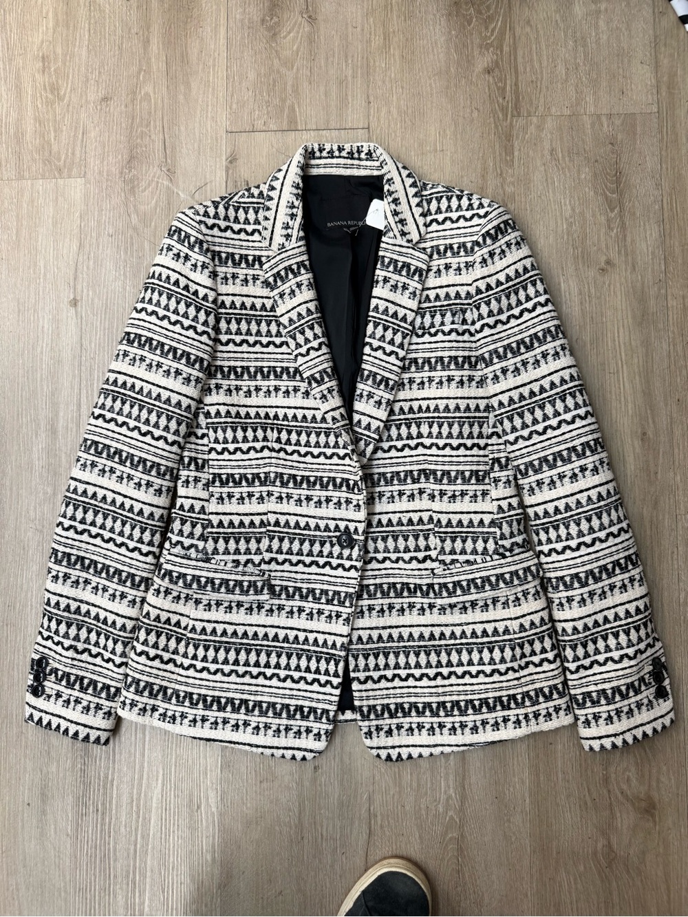 Preowned- Banana Republic Single Breasted Geometric Aztec Blazer Womens Sz 6